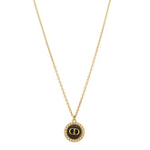 Metal Pearl CD Necklace Gold Black