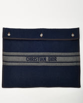 Dior Blue Denim Christian Dior Embroidered Logo Pouch