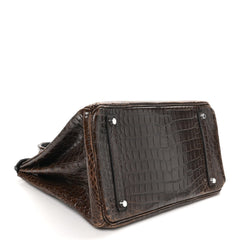 Shiny Porosus Crocodile Birkin 35 Havane